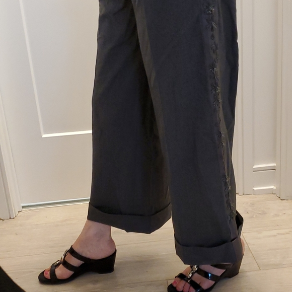 NEW Robert Rodriguez Wide-Legged Crop Capri Pants Beaded Straight Leg Detail - Picture 3 of 13